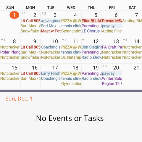 Calendar with one free day